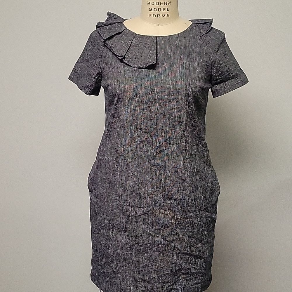 Banana Republic 💙 linen cotton sheeth dress with pockets, size 8P